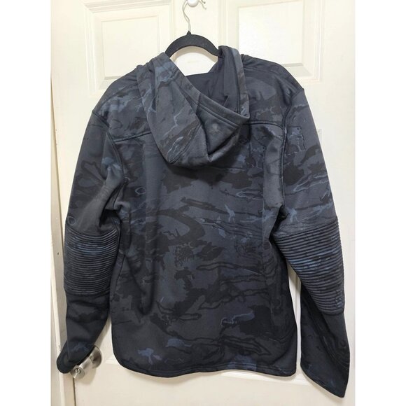Under Armour Men's Black Camo Pullover Hoodie Ribbed Sleeves & Kangaroo Pocket S - Picture 3 of 11